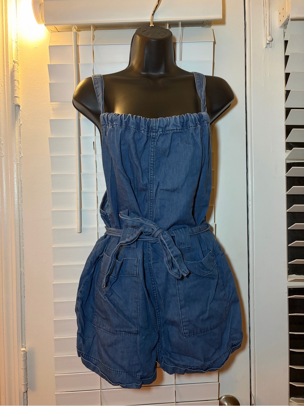BDG Denim Blue Tie-Waist Short Romper
